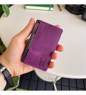 Modica® Orsa - Hakiki Deri Mini Kartlık (Mor)