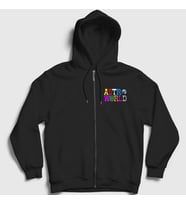 Presmono Unisex Gri Astroworld V2 Travis Scott Fermuarlı Kapüşonlu Sweatshirt 44252tt (Siyah)