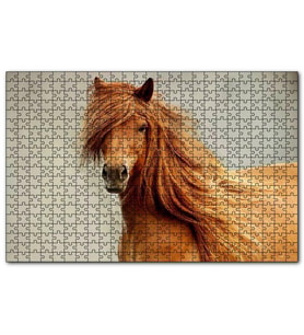 Cakapuzzle Olağanüstü Yelesiyle Kahverengi At Gri Zemin  Puzzle Yapboz MDF (Ahşap) (500 Parça)