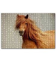 Cakapuzzle Olağanüstü Yelesiyle Kahverengi At Gri Zemin  Puzzle Yapboz MDF (Ahşap) (500 Parça)