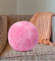 Dekoratif Peluş Top Kırlent Yastık (Pembe)