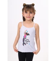 Toontoy Kız Çocuk Deniz Kızı Baskılı Pul İşlemeli Atlet ( Gri-Melanj)
