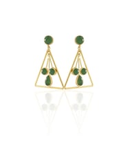 Kadir Jewellery 22 Ayar Altına Kaplama Kadın Sallantılı Küpe -El İşçiliği Ve Hipoalerjenik Küpe (Yeşil)