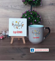 Pedagog Dekoratif Taş, Kupa Bardak Kırmızı Hediye (Model 9)
