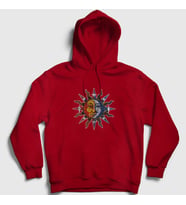 Presmono Unisex Beyaz Mosaic Sun Moon Güneş Ay Kapüşonlu Sweatshirt 408142tt (Kırmızı)