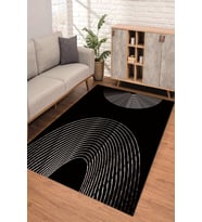 Dijital Kaymaz Taban Yıkanabilir Renkli Salon Halısı Mutfak Halısı Yolluk ND-SD-903 (Siyah)