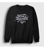 Presmono Unisex Beyaz Logo Rock King Diamond Sweatshirt 485473tt (Siyah)