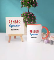Rehber Öğretmeni Kupa Bardak Lacivert Dekoratif Taş Baskı (Model 6)