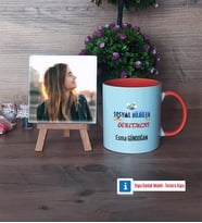 Sosyal Bilgiler Öğretmeni Fotoğraflı Dekoratif Taş, Kupa Bardak Beyaz Hediye Öğretmenler Günü Hediyesi (Model 13)