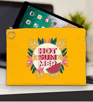 BK Gİft Yaz Temalı-8 Tablet Çantası 30x21cm(12 Renk Seçeneği), Ipad Çantası, Baskılı Tablet Kılıfı (Sarı)