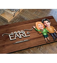 BK Gift Kişiye Özel Sevgililer Karikatürlü Kabartma Figürlü Ahşap Tablo, Duvar Dekoru, Arkadaşa Hediye, Özel Tasarım Ev Hediyesi-110 (Ceviz)