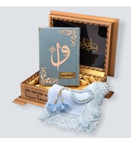 GOLD SANDIKLI HAFIZ BOY KUR'AN-I KERİM SETi (Turkuaz)