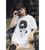 Anime Girl Masekeli Harajuku T-shirt (Beyaz)