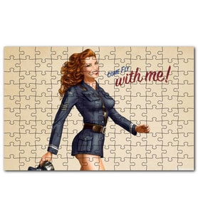 Cakapuzzle Come Fly With Me Stil Pin Up Kızı Görseli Puzzle Yapboz MDF (Ahşap) (1000 Parça)