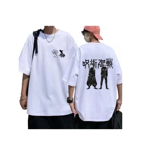 Anime Jujutsu Kaisen Satosugu Ön Arka Baskılı T-shirt (Beyaz)