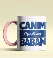 Kişiye Özel Canım Babam 6 Tasarımlı Siyah Kupa Bardak (Pembe)