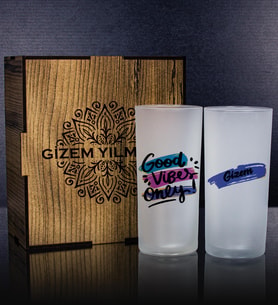 eJOYA Kişiye Özel Kutusunda 2'li Rakı Bardağı Hediye Seti 107148 (Turuncu)