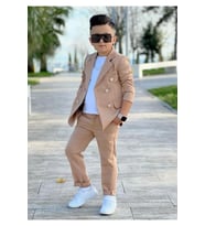 MODAVALS 4 PARÇA 6 DÜĞMELİ CEKETLİ ERKEK ÇOCUK TAKIM ELBİSE - BEYAZ TSHIRT