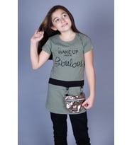 Toontoy  Kız Çocuk T-Shirt Önü Çantalı (Haki)