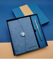 Kişiye Özel İsim Baskılı Ajanda - Defter Kalem Seti - Öğretmene Hediye (Mavi)