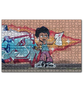Cakapuzzle Siyahi Kız Grafiti Duvar Boyama  Puzzle Yapboz MDF (Ahşap) (500 Parça)