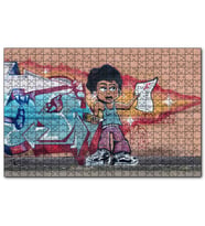 Cakapuzzle Siyahi Kız Grafiti Duvar Boyama  Puzzle Yapboz MDF (Ahşap) (500 Parça)