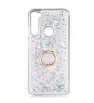 Xiaomi Redmi Note 8 Kılıf İçi Sıvılı Yüzüklü Kapak (Gümüş)
