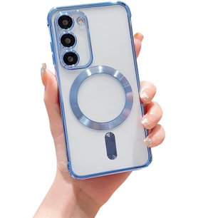 Samsung Galaxy S20 FE Kılıf Kamera Lens Korumalı Renkli Magsafe Şeffaf Silikon (Mavi)