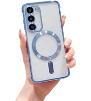 Samsung Galaxy S20 FE Kılıf Kamera Lens Korumalı Renkli Magsafe Şeffaf Silikon (Mavi)
