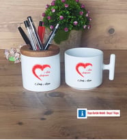 Sevgiliye Hediye Kalemlik, Kupa Bardak T Kişiye Özel Hediye (Model 1)