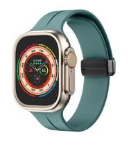 Apple Watch 49mm Ultra Seri Uyumlu Coastal Manyetik Tokalı Silikon Kordon (Haki)