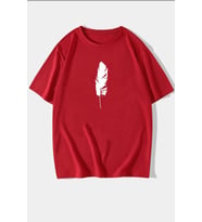 Unisex Tüy  Baskılı T-shirt (Kırmızı)