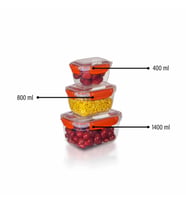 3'lü Master Dikdörtgen Saklama Kabı (400 ml - 800 ml - 1400 ml) (Turuncu)