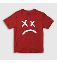 Presmono Unisex Çocuk Beyaz Sad Face Lil Peep T-Shirt 37995tt (Kırmızı)