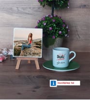 Diyaliz Hemşiresi Fotoğraflı Dekoratif Taş, Ahşap Altlıklı Türk Kahvesi Fincanı Hediye Tıp Bayramı Hediyesi Hemşireler Günü Hediyesi (Model 9)