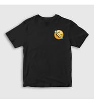 Presmono Unisex Çocuk Beyaz Gülmekten Gözünden Yaş Gelen Emoji Instagram T-Shirt 435278tt (Siyah)