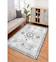 Dijital Kaymaz Taban Yıkanabilir Renkli Salon Halısı Mutfak Halısı Yolluk ND-SD-957 (Gri)