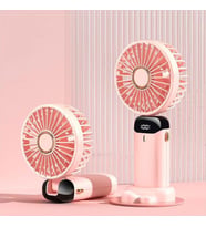 Mini Klima 5 Kademeli Şarjlı Taşınabilir Dijital Led Göstergeli El Fanı Vantilatör (Pembe)