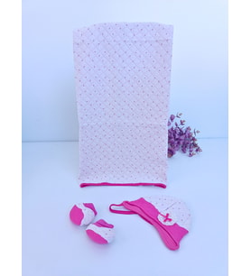Şapka & Ayakkabılı Kapitone Bebek Battaniyesi - Pembe Puset & Bebek Arabası Örtüsü - %100 Pamuklu (Fuşya)