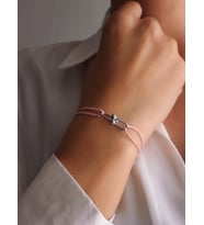 Tiffany Model Deri İpli El Yapımı Silver Renkli Bileklik (Pembe)