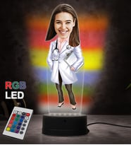 Doğum Günü Hediyesi,Sevgiliye Hediye, Kişiye Özel Fotoğraflı Kadın Doktor Karikatür 3D Led Lamba (RGB)