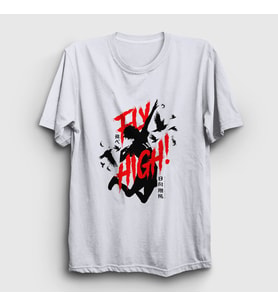Presmono Unisex Sarı Fly High Voleybol Anime Haikyu T-Shirt 237359tt (Beyaz)