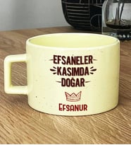 Kişiye Özel Efsaneler Kasımda Doğar Hediye Pastel Fincan Doğum Günü Hediyesi (Sarı)