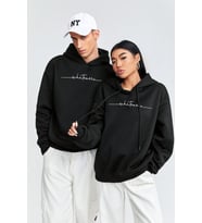 Whatever Baskılı Oversize Sweatshirt (Siyah)