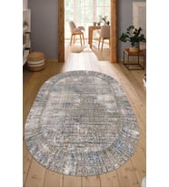 Dijital Baskılı Kaymaz Taban Yıkanabilir Oval Salon Halısı Mutfak Halısı Yolluk NDO-HT-356 (Bej)