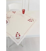 Buldan Keteni İşlemeli 90x90 cm Masa Örtüsü (Bordo)