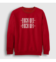 Presmono Unisex Beyaz Fuck Off Katlamalı Gizli Yazılı Sweatshirt 342820tt (Kırmızı)