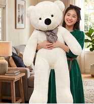 95 cm Papyonlu Peluş Ayıcık Hediyelik (Beyaz)