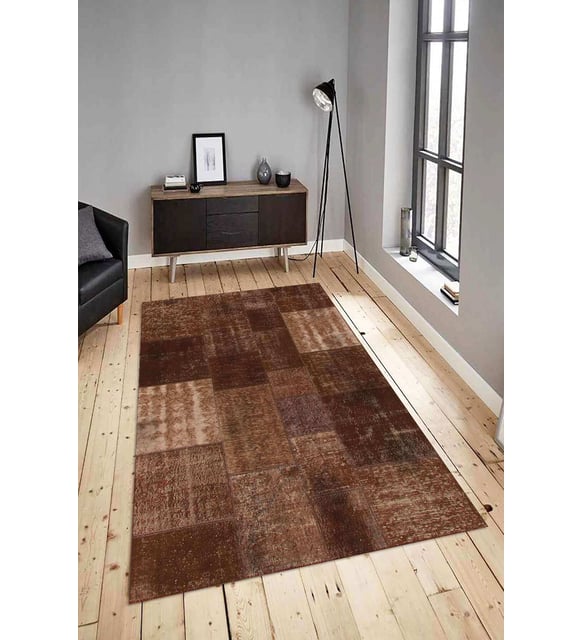 Dijital Baskılı Yıkanabilir Kaymaz Modern Renkli Salon Halısı Mutfak Halısı Yolluk ND-HY-1111 (Kahverengi)