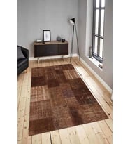 Dijital Baskılı Yıkanabilir Kaymaz Modern Renkli Salon Halısı Mutfak Halısı Yolluk ND-HY-1111 (Kahverengi)